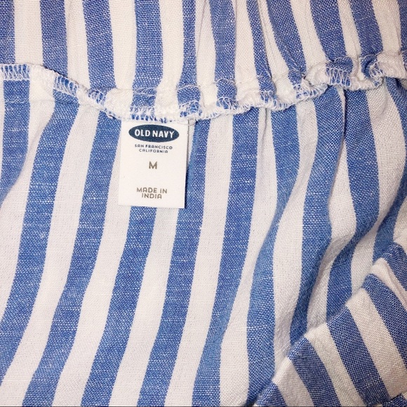 Old Navy med. striped off shoulder linen blend top - Picture 3 of 4